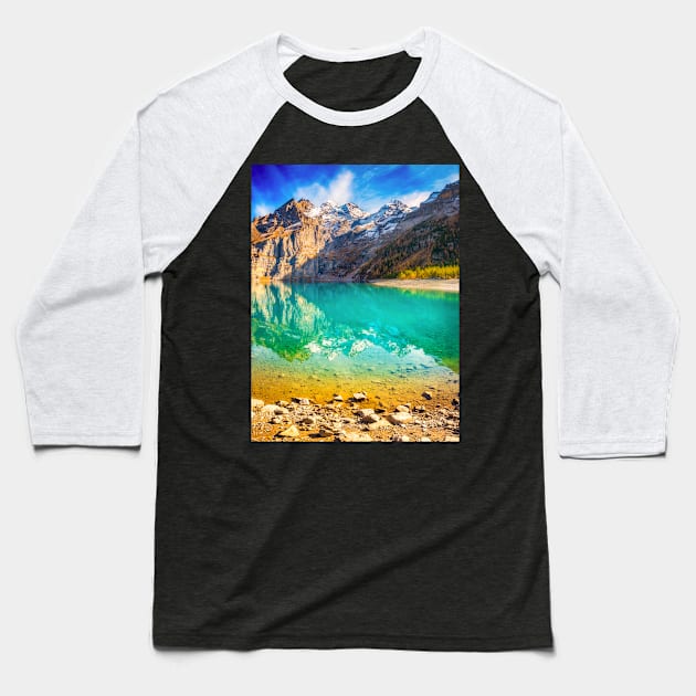 MOUNTAIN PARADISE Baseball T-Shirt by Simon Schuhmacher Photography